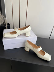 DIOR 26S MARY JANE 45 MM IN CREAM WHITE GLOSSY CALFSKIN