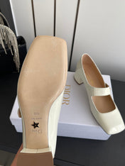 DIOR 26S MARY JANE 45 MM IN CREAM WHITE GLOSSY CALFSKIN