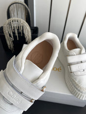 CHLOE 26S PLATFORM SNEAKERS IN WHITE CALFSKIN