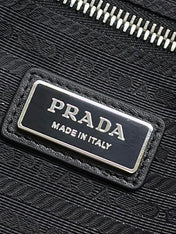 PRADA 25S SHOULDER STRAP BAG 26 IN BLACK CALFSKIN SILVER HARDWRE