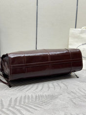 PRADA 25S BONNIE EXTRA-LARGE 42 IN DARK BROWN GLOSSY CALFSKIN GOLD HARDWARE