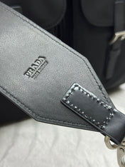 PRADA 25S MEDIUM RE-NYLON BACKPACK 39 IN BLACK WITH POUCH