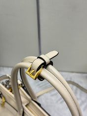 PRADA 25S BONNIE LARGE HANDBAG 38 IN BEIGE CALFSKIN GOLD HARDWRE
