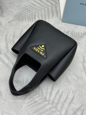 PRADA 25S TOTE MINI BAG 18 IN BLACK CALFSKIN GOLD HARDWRE
