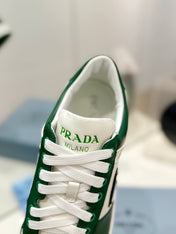 PRA DOWNTOWN PERFORATED SNEAKERS WHITE AND GREEN CALFSKIN