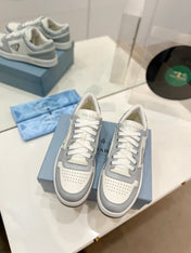 PRA DOWNTOWN PERFORATED SNEAKERS WHITE AND GRAY CALFSKIN