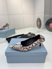 PRADA 26S PUMPS 55MM IN PINK SNAKE PRINT CALFSKIN
