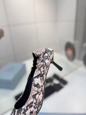 PRADA 26S PUMPS 55MM IN PINK SNAKE PRINT CALFSKIN