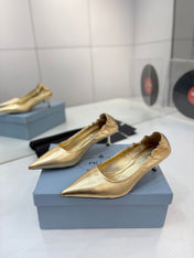 PRADA 26S PUMPS 55MM IN GOLD CALFSKIN