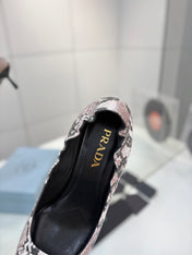 PRADA 26S PUMPS 55MM IN PINK SNAKE PRINT CALFSKIN WITH LOGO