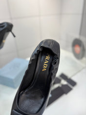 PRADA 26S PUMPS 55MM IN BLACK CALFSKIN WITH LOGO