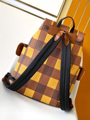 CHRISTOPHER BACKPACK 48 IN BROWN YELLOW DAMIER CANVAS