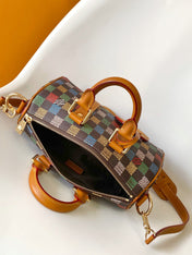 LV 25S KEEPALL BANDOULIÈRE BAG 25 IN MULTIPLE LV VERT DAMIER EBENE CANVAS