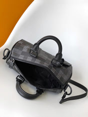LV 25S KEEPALL BANDOULIÈRE 25 BAG IN DAMOFLAGE BLACK CALFSKIN