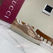 GUCCI 26S SNEAKER IN ROSE GOLD METALLIC CALFSKIN