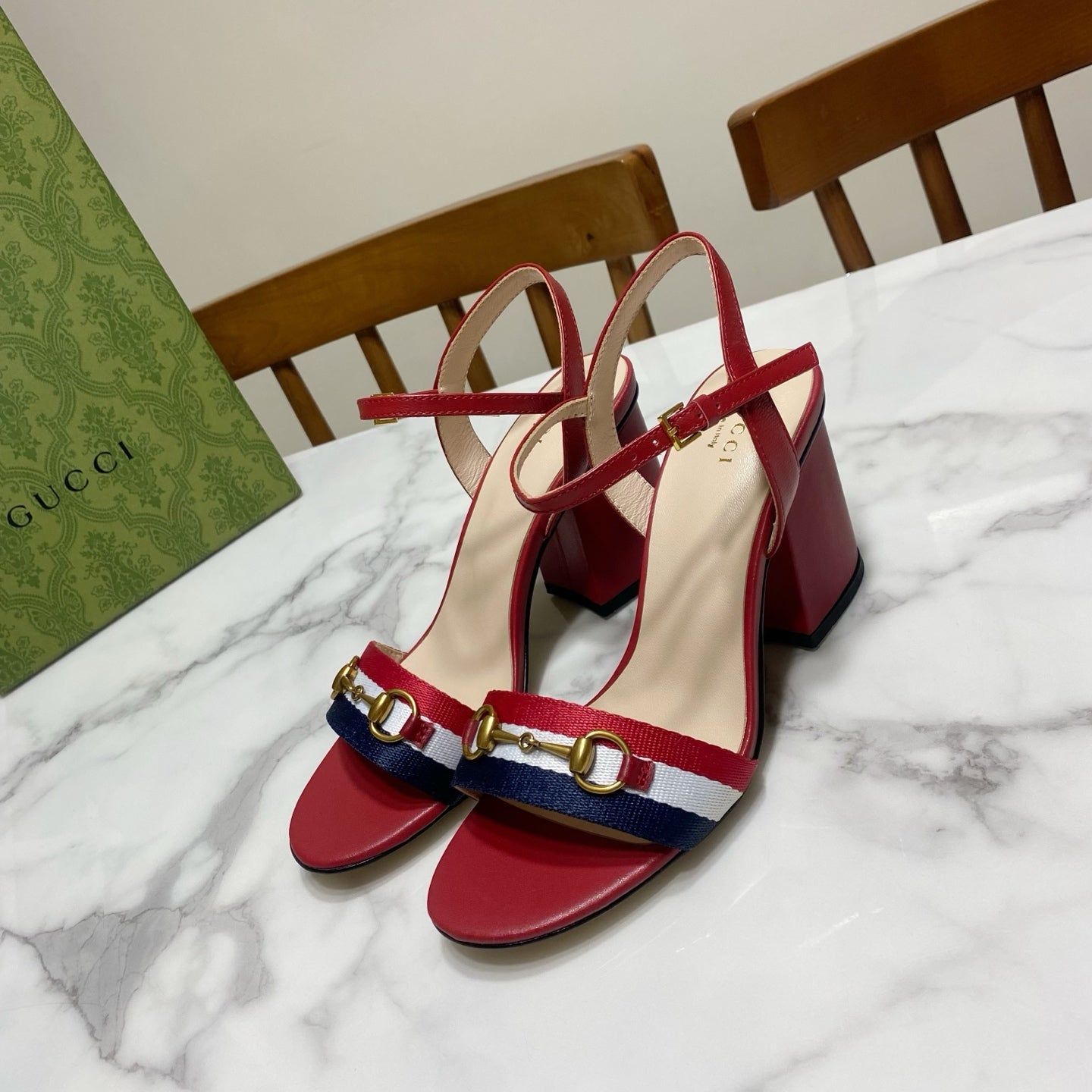 GUCCI 26S HEELED SANDALS 70 MM IN RED CALFSKIN