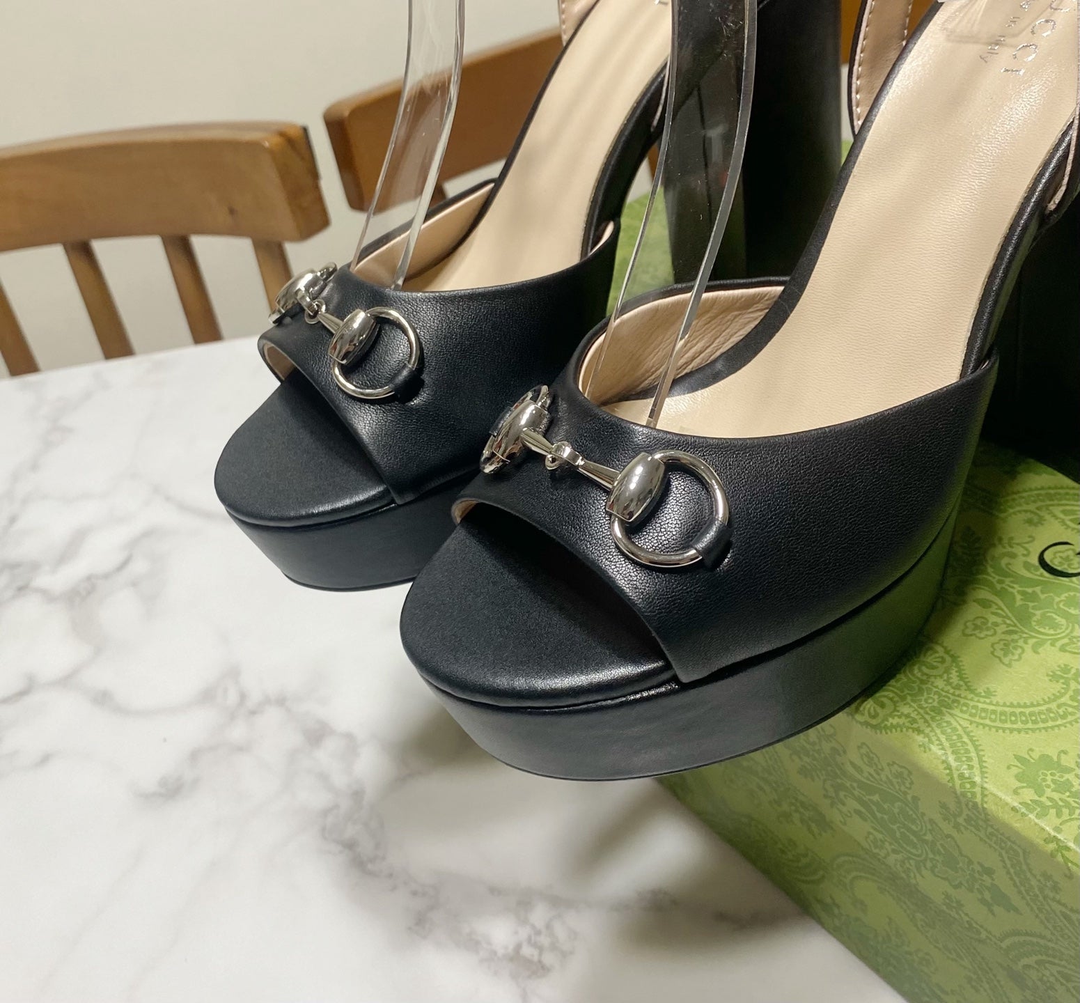GUCCI 26S HIGH-HEELED SANDALS 105 MM IN BLACK CALFSKIN