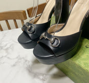 GUCCI 26S HIGH-HEELED SANDALS 105 MM IN BLACK CALFSKIN