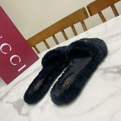 GUCCI 26S HORSEBIT MULES IN BLACK SHEARLING