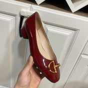 GUCCI 26S HORSEBIT BALLET FLATS IN DARK RED CALFSKIN