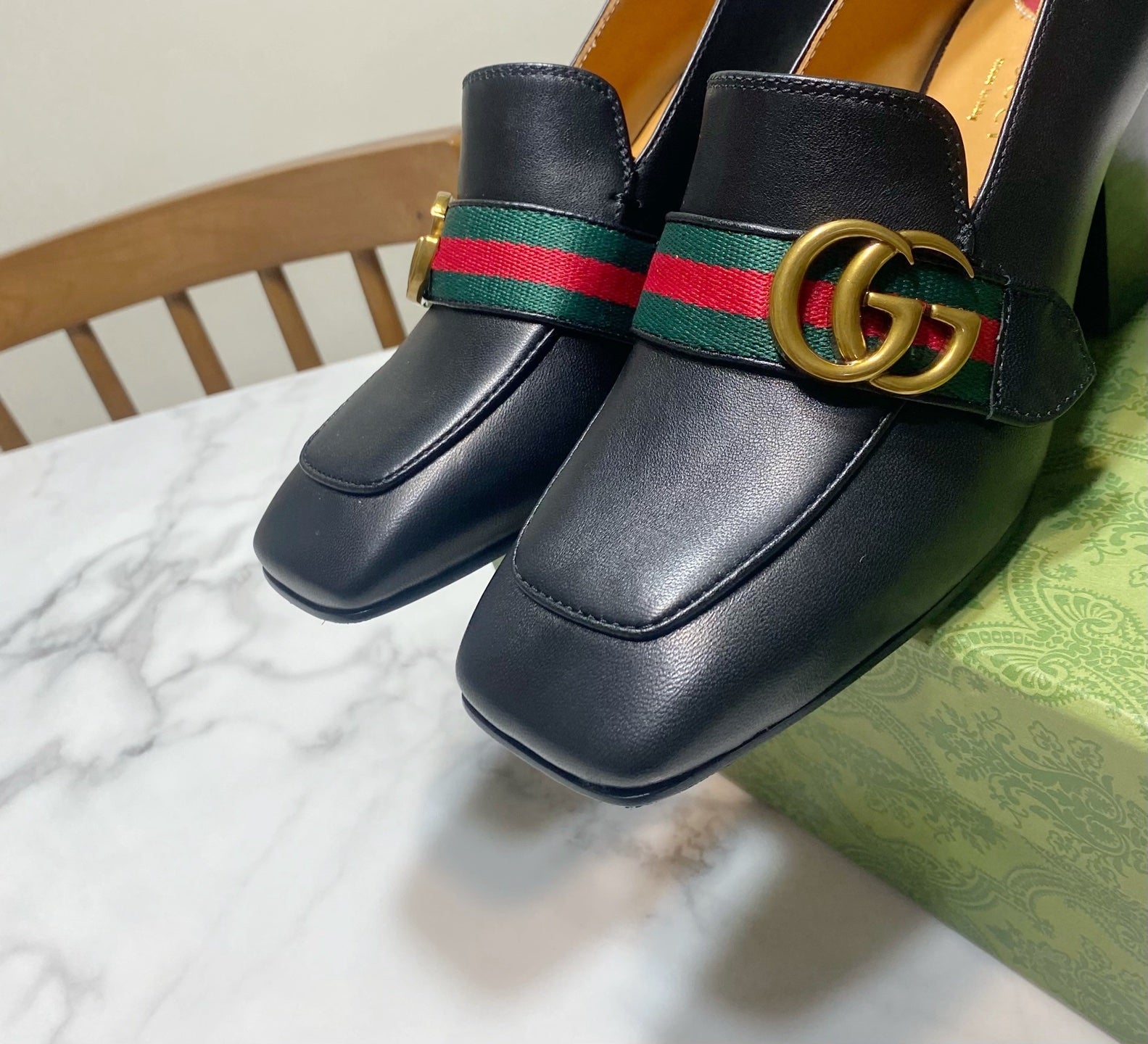 GUCCI 26S GG LOAFERS 75 MM IN BLACK CALFSKIN STYLE 1