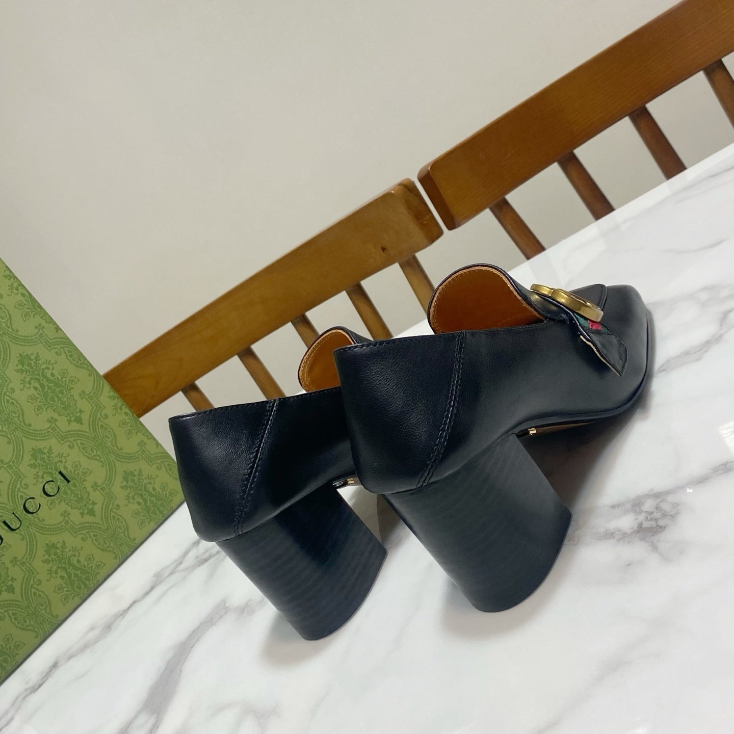 GUCCI 26S GG LOAFERS 75 MM IN BLACK CALFSKIN STYLE 1