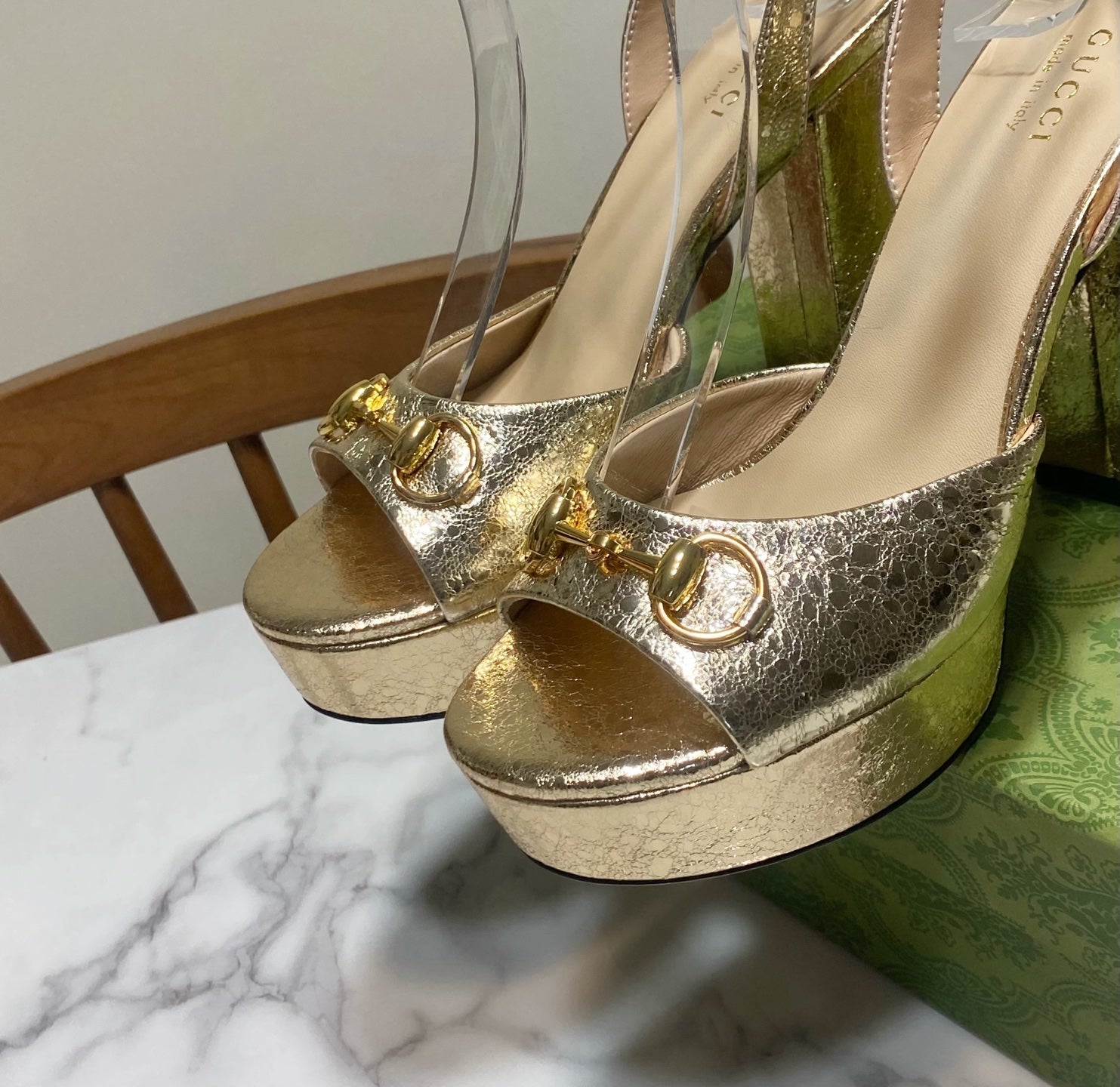 GUCCI 26S HIGH-HEELED SANDALS 105 MM IN LIGHT GOLD CALFSKIN