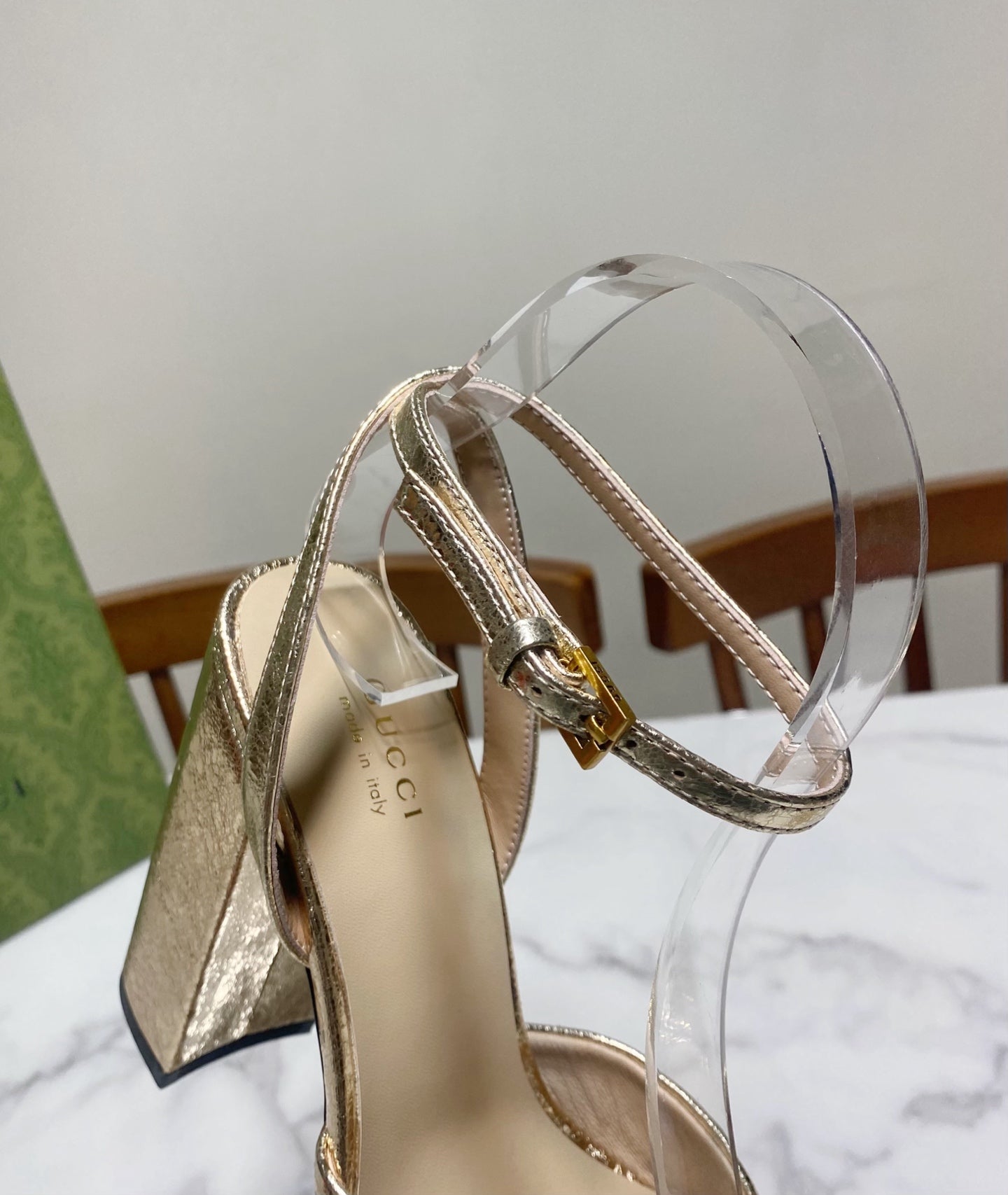 GUCCI 26S HIGH-HEELED SANDALS 105 MM IN LIGHT GOLD CALFSKIN