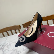 GUCCI 26S HIGH-HEELED SHOES 85 MM IN BLACK SUEDE WITH CRYSTAL