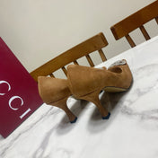 GUCCI 26S HIGH-HEELED SHOES 85 MM IN BROWN SUEDE WITH CRYSTAL