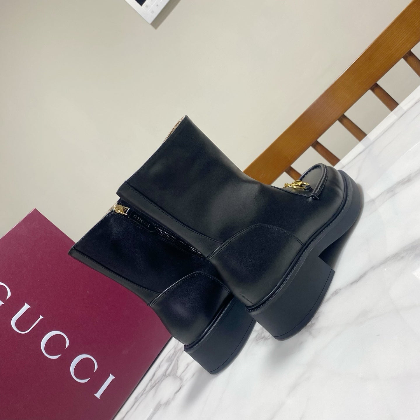 GUCCI 26S HORSEBIT BOOTS 40 MM IN BLACK CALFSKIN