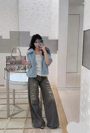 DIOR 25S RIPPED WIDE-LEG PANTS 706