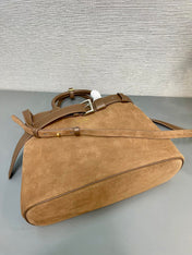 MEDIUM TOTE BAG WITH BELT 35 IN RUSSET BROWN SUEDE