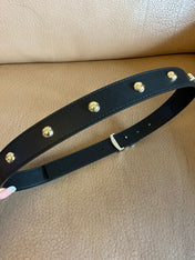 LV Initiales Studs 30mm Reversible Belt Silver Buckle Black Leather