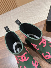CC RAIN BOOTS GREEN FOREST TPU WITH PINK LOGO