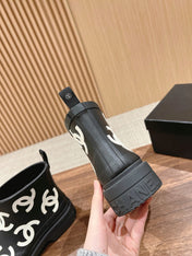 CC RAIN BOOTS BLACK TPU WITH WHITE LOGO