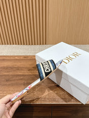 DIOR 26S SLIDE SANDALS IN MULTICOLOR BUTTERFLY PRINT LOGO STRAP
