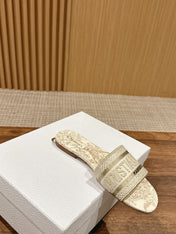 DIOR 26S SLIDE SANDALS IN BEIGE TOILE DE JOUY LOGO