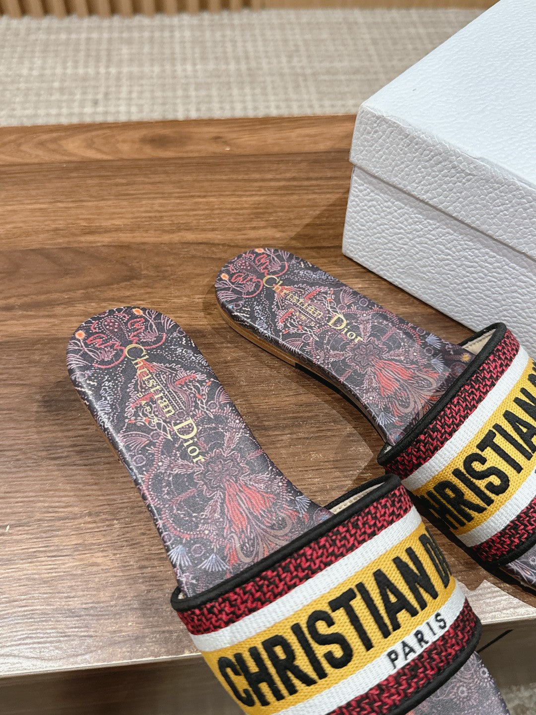 DIOR 26S SLIDE SANDALS IN MULTICOLOR TOILE PRINT LOGO