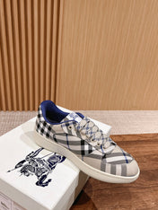 BURBERRY 26S SNEAKERS IN LIGHT CREAM CANVAS PLAID