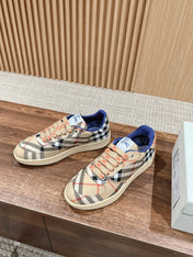 BURBERRY 26S SNEAKERS IN BEIGE FABRIC PLAID