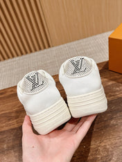 LV GROOVY SNEAKER IN WHITE DAMIER STRASS AND CALFSKIN