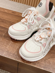 LV ARCHLIGHT SNEAKER IN WHITE MIX LIGHT PINK EMBOSSED CALFSKIN