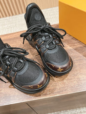 LV ARCHLIGHT SNEAKER IN BLACK CANVAS AND CHOCOLATE BROWN MONOGRAM CALFSKIN
