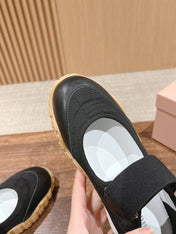 BALLET SHOES IN BLACK LAMBSKIN AND FABRIC ANTI-SLIP RUBBER SOLE
