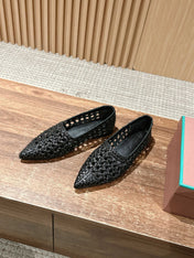 LP POINTED-TOE BALLET FLATS 25S IN BLACK LAMBSKIN