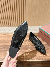 LP POINTED-TOE BALLET FLATS 25S IN BLACK LAMBSKIN