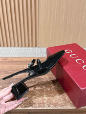 GUCCI 26S BLOCK-HEEL SLINGBACK PUMPS 45 MM IN BLACK CALFSKIN