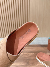 LP 26S CROSS STRAP SLIDES SANDAL IN BROWN SUEDE