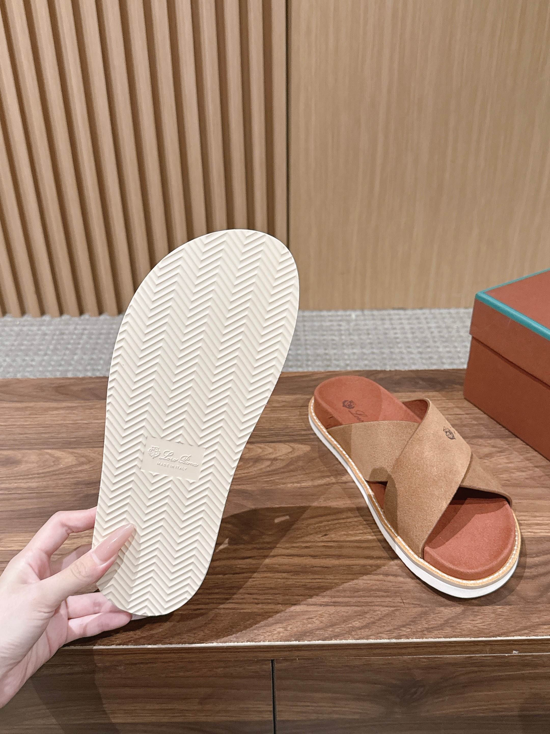 LP 26S CROSS STRAP SLIDES SANDAL IN BROWN SUEDE